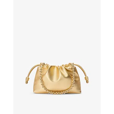 Loewe Womens Gold Flamenco Metallic Medium Leather Shoulder Bag