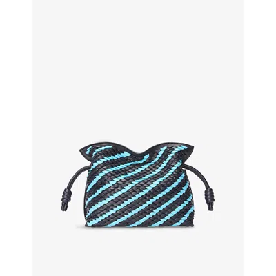 Loewe Womens  Flamenco Mini Leather Clutch Bag In Dark Ink/sky Blue