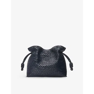 Loewe Womens Dark Ink Flamenco Scales Leather Shoulder Bag