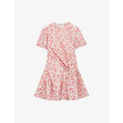 LOEWE WOMENS LOEWE FLORAL-PRINT TWISTED WOVEN MINI DRESS