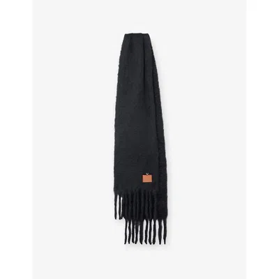 Loewe Womens Black Futurist Cat Wool-blend Scarf