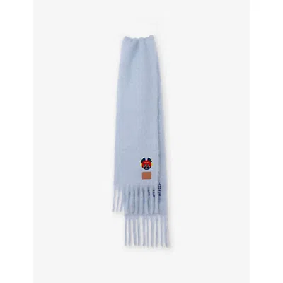 Loewe Womens Baby Blue Futurist Cat Wool-blend Scarf