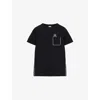 Loewe Womens Black Futuristic Cat Branded Cotton-blend T-shirt In Black