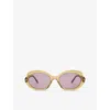 Loewe Womens Transparent Olive G735sunx12 Oval Frame Acetate Sunglasses