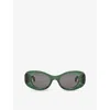 Loewe Womens Dark Green G821mxix01 Oval Frame Acetate Sunglasses