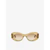 Loewe Womens Transparent Olive G821mxix01 Oval Frame Acetate Sunglasses