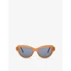 Loewe Womens Camel Gsliessx01 Cat-eye Frame Acetate Sunglasses