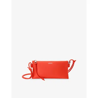 Loewe Womens Sunrise Orange Joya Leather Pouch