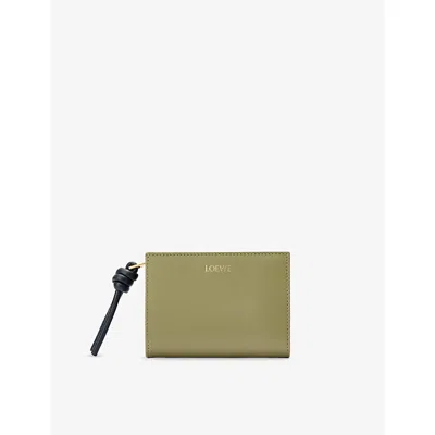 Loewe Womens Eucalyptus/deep Navy Knot Compact Leather Wallet