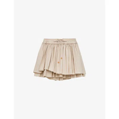 Loewe Womens Light Beige Layered Pleated Cotton Mini Skirt In Nude
