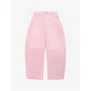 Loewe Barrel Pleated Wide-leg Ankle Trousers In Pink