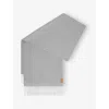 Loewe Womens Light Grey Logo-patch Fringed Cashmere Scarf In Brown
