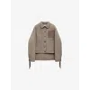 Loewe Womens Taupe Melange Logo-patch Step-hem Wool-blend Jacket In Taupe Melange