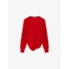 Loewe Asymmetric Draped Embroidered Wool-blend Sweater In Red