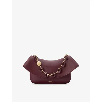 Loewe Womens Dark Burgundy Medium Ola Leather Shoulder Bag