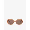 Loewe Womens Milky Caramel Mini Slim Oval-frame Acetate Sunglasses