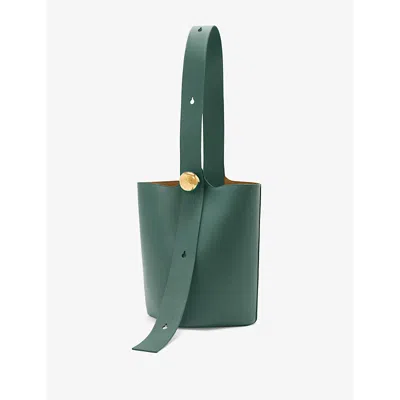 Loewe Womens Vetiver Pebble Medium Leather Bucket Bag