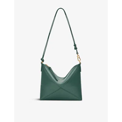 LOEWE WOMENS VETIVER PUZZLE FOLD POUCH LEATHER SHOULDER BAG
