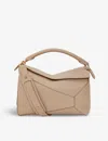 Loewe Puzzle Edge Small Textured-leather Shoulder Bag In Sand