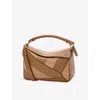 Loewe Womens Oak Puzzle Stripes Small Leather Top-handle Bag