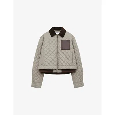 Loewe Corduroy-collar Quilted Jacket In Gray