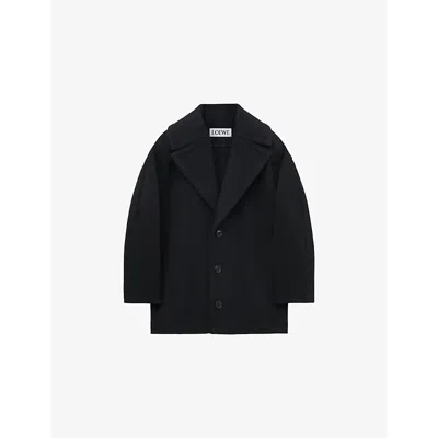 LOEWE WOMENS LOEWE SINGLE-BREASTED RELAXED-FIT WOOL COAT