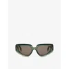 Loewe Womens Transparent Dark Gre Small Butterfly-frame Acetate Sunglasses In Green