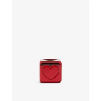 Loewe Womens Red Square Heart Anodized-brass Dic