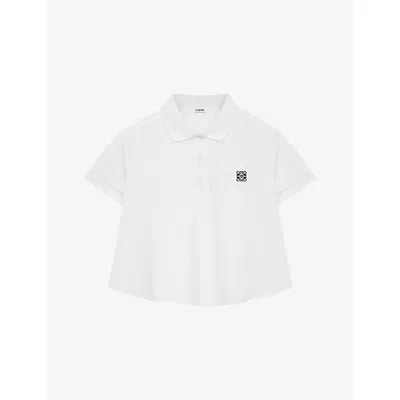 Loewe Womens White Trapeze-silhouette Anagram-embroidered Cotton-blend Polo Shirt
