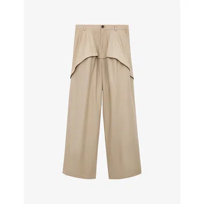 Loewe Womens Beige Wide-leg High-rise Cotton Trousers In Nude