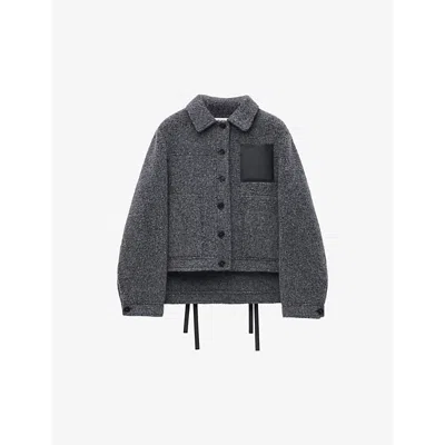 Loewe Womens  Workwear Relaxed-fit Wool-blend Jacket In Dark Grey