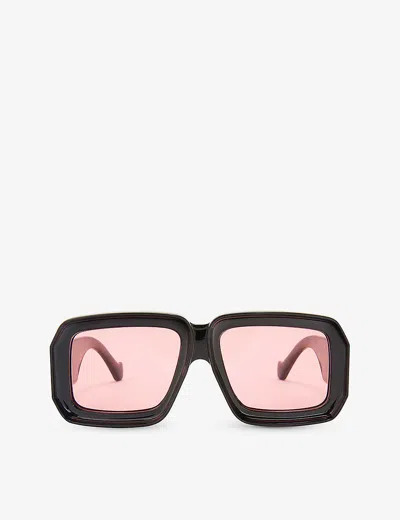 Loewe Womens Shiny Black  X Paula's Ibiza Dive In Mask Square-frame Acetate Sunglasses