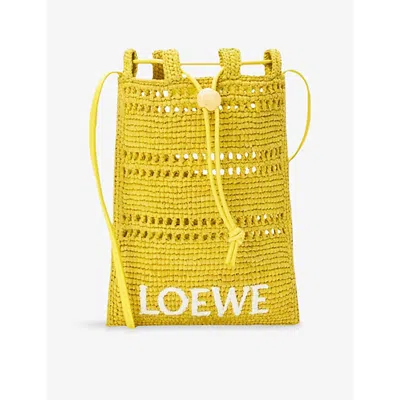 Loewe Womens Yellow  X Paula's Ibiza Drawstring Pocket Raffia Cross-body Bag