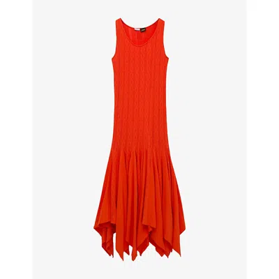 Loewe Womens Orange  X Paula's Ibiza Sleeveless Pointelle Cotton-blend Midi Tank Dress In Red