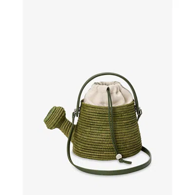 Loewe Womens Green  X Paula's Ibiza Watering Can Raffia Cross-body Bag