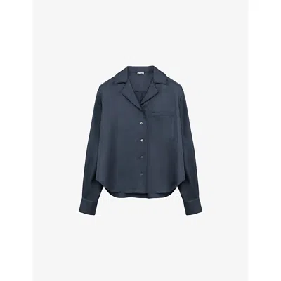 Loewe Womens Long-sleeve Silk Pyjama Blouse Dark Grey In Gray
