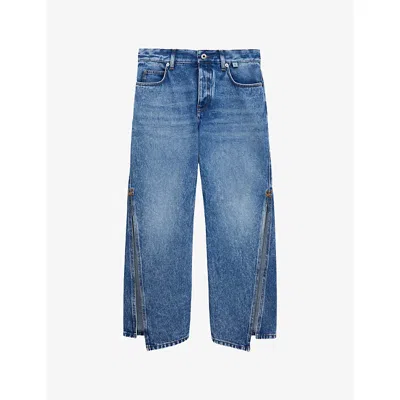 Loewe Womens Medium Blue Flared Cropped Denim Jeans