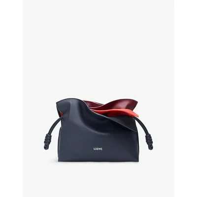 Loewe Womens Multi Deep Navy Flamenco Layers Mini Leather Clutch Bag