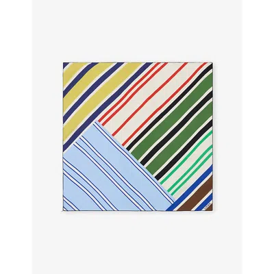 Loewe Womens Multicolor Artwork-print Silk Scarf