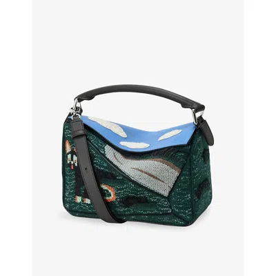 Loewe Womens  X Louis Wain Futurist Cat Small Leather Puzzle Bag