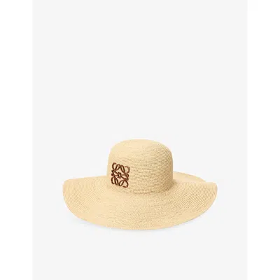 Loewe Womens Natural Anagram-appliqué Raffia Sun Hat In Brown