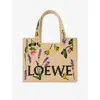 Loewe Font Flowers Small Raffia Tote Bag In Natural