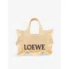 Loewe Small Ruffled Tote Bag In Raffia In Natural