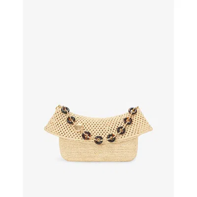 LOEWE WOMENS NATURAL LOEWE X PAULA'S IBIZA OLA MEDIUM RAFFIA SHOULDER BAG