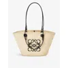Loewe Womens Natural/black  Paula's Ibiza Anagram Palm-woven And Leather Tote Bag In Natural/black
