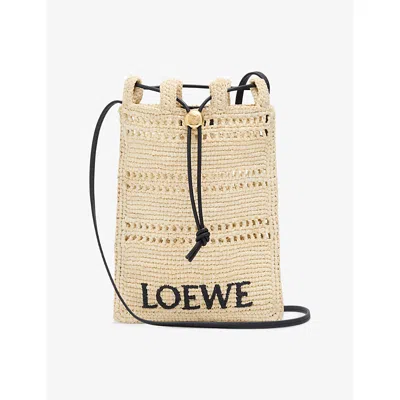 LOEWE WOMENS NATURAL/BLACK LOEWE X PAULA'S IBIZA DRAWSTRING POCKET RAFFIA CROSS-BODY BAG