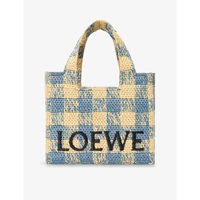 Loewe Womens Natural/light Blue  X Paula's Ibiza Font Small Woven Tote Bag