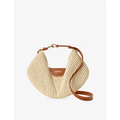Loewe Womens Natural/tan Medium Swing Raffia And Leather Top-handle Bag In Black