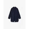 Loewe Womens Navy Blue Anagram-embroidered Scarf Silk-crepe Shirt