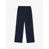 Loewe Womens Navy Blue Anagram-embroidery Relaxed Silk Trousers Xs In Blue